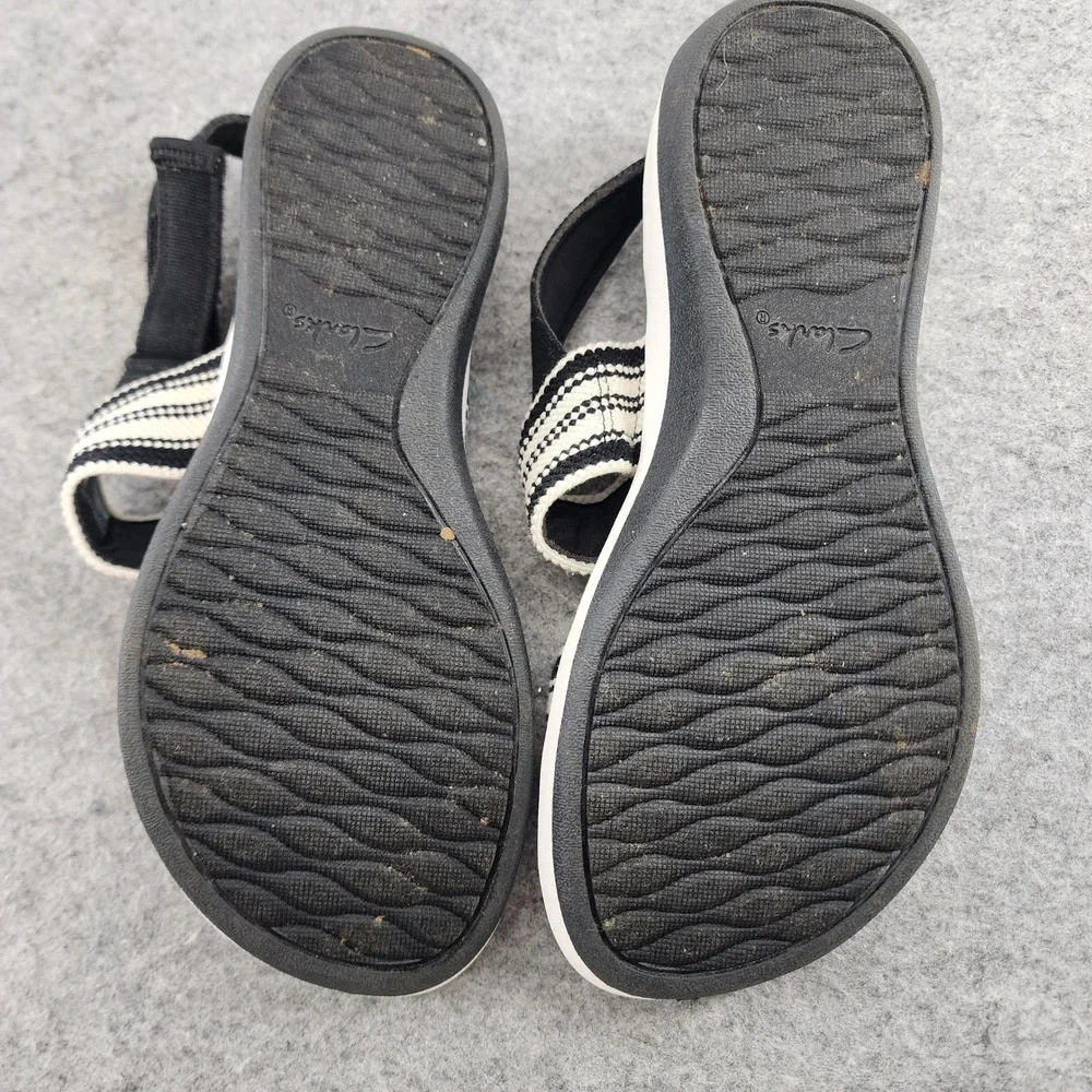 Clarks Cloudsteppers Arla Glison Black White Striped Platform Sandals Womens 9